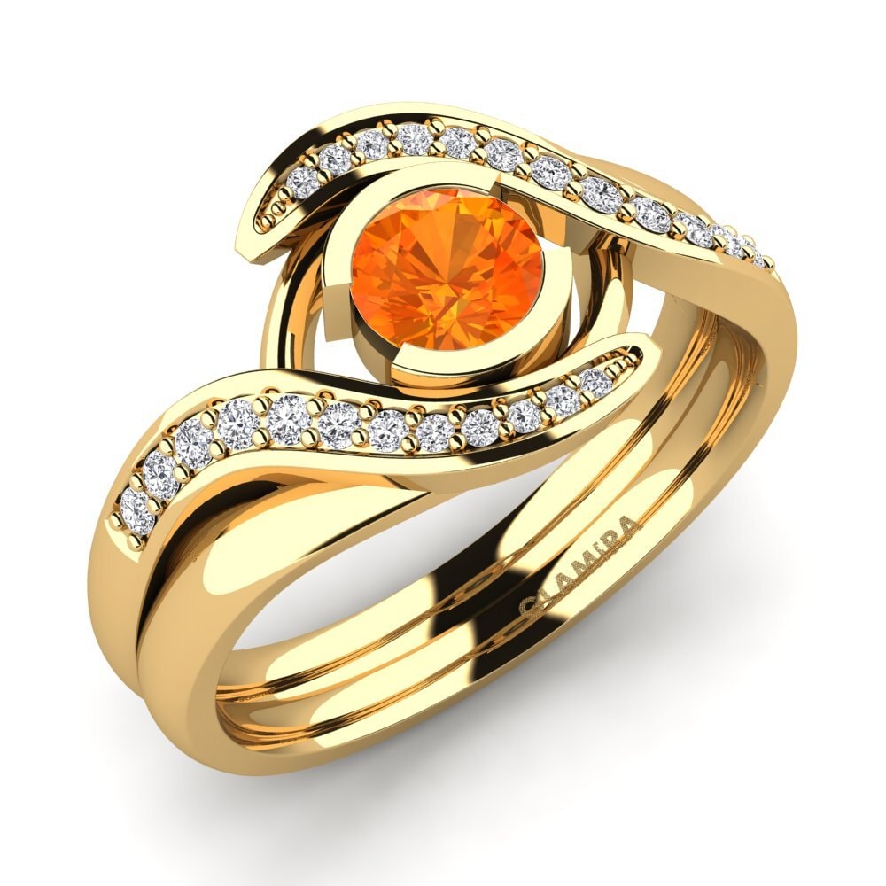 14ct Yellow Gold Orange Sapphire Engagement Ring Reese