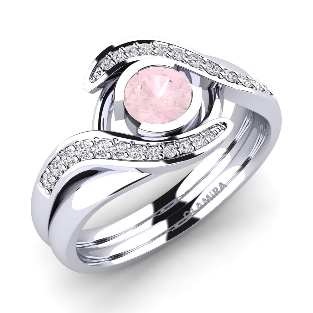 18ct White Gold Rose Quartz Engagement Ring Reese
