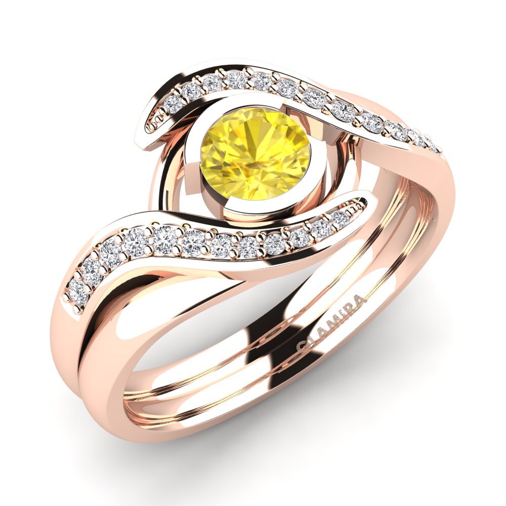 14ct Rose Gold Yellow Sapphire Engagement Ring Reese