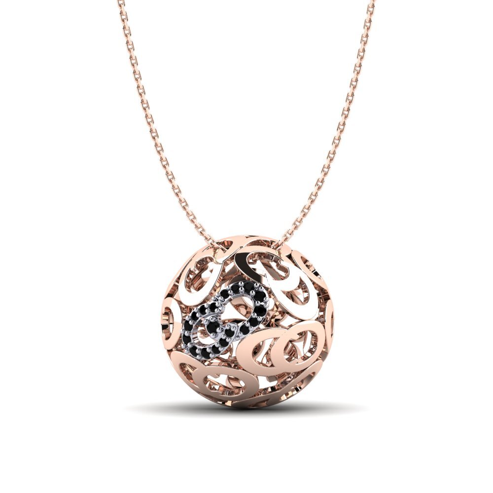 14ct Rose & White Gold Black Sapphire Women's Necklace Rina