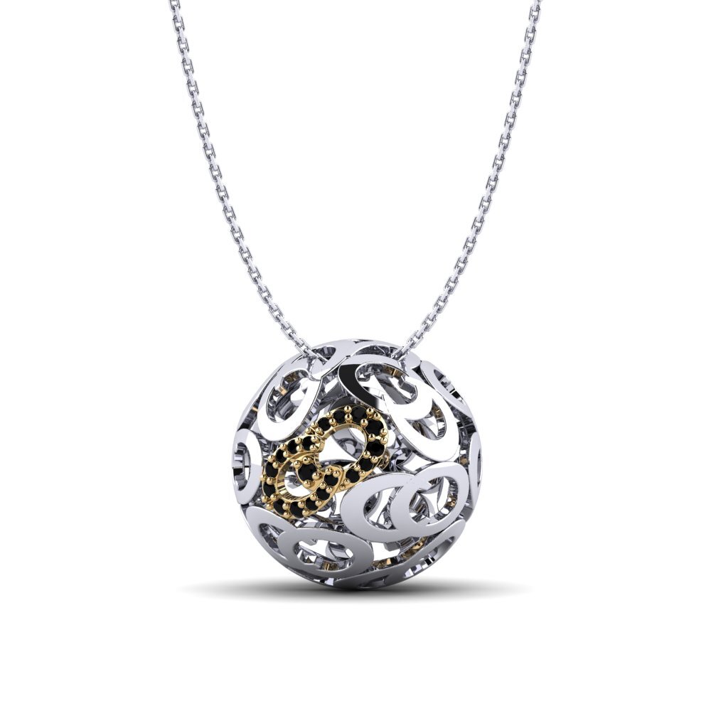 14ct White & Yellow Gold Black Sapphire Women's Necklace Rina