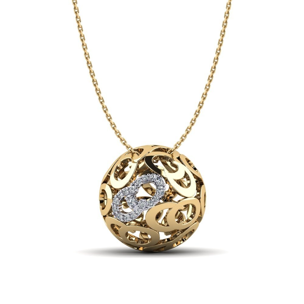 18k Oro Amarillo & Blanco Circonita Collar de Mujer Rina