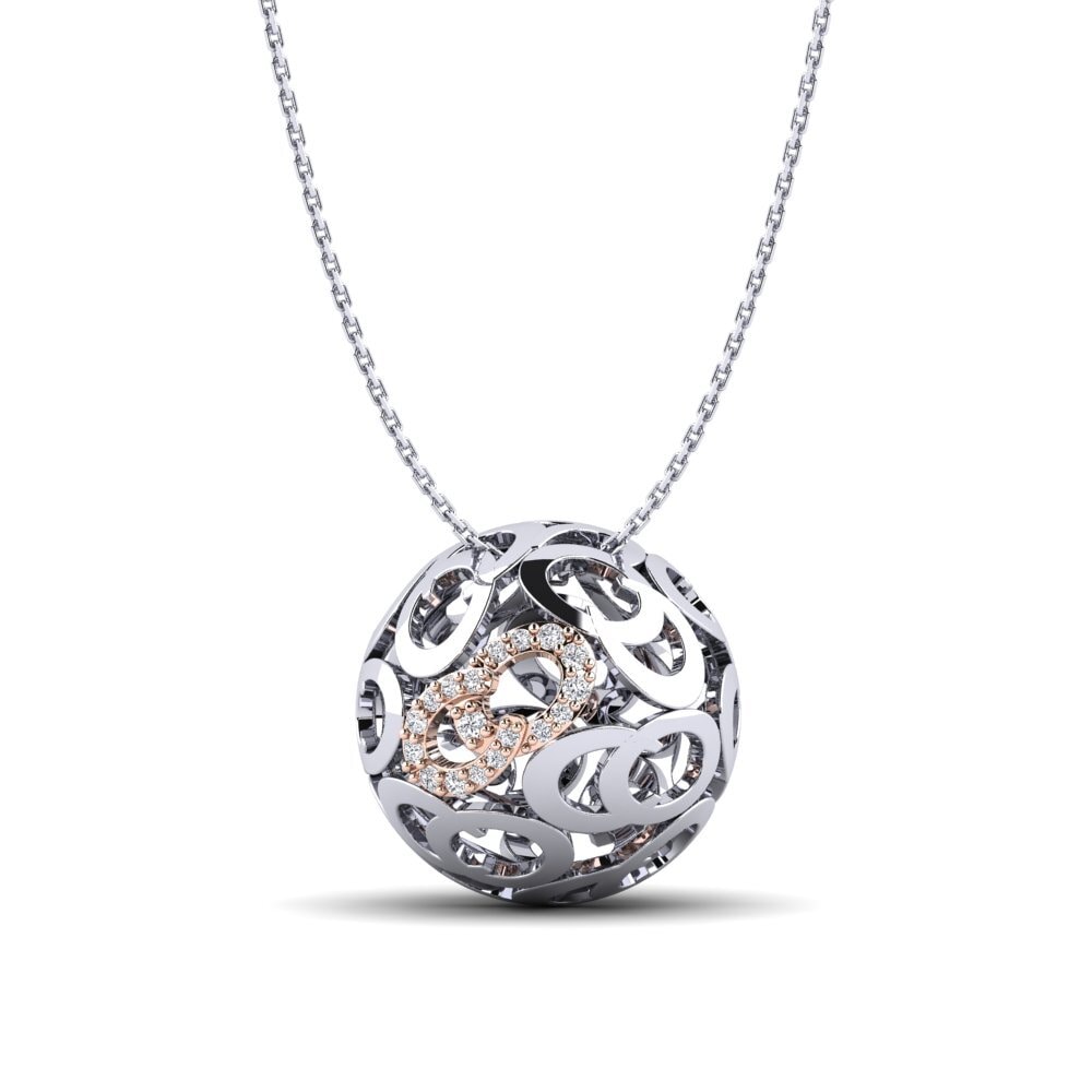 9ct White & Rose Gold Lab Grown Diamond Women's Necklace Rina
