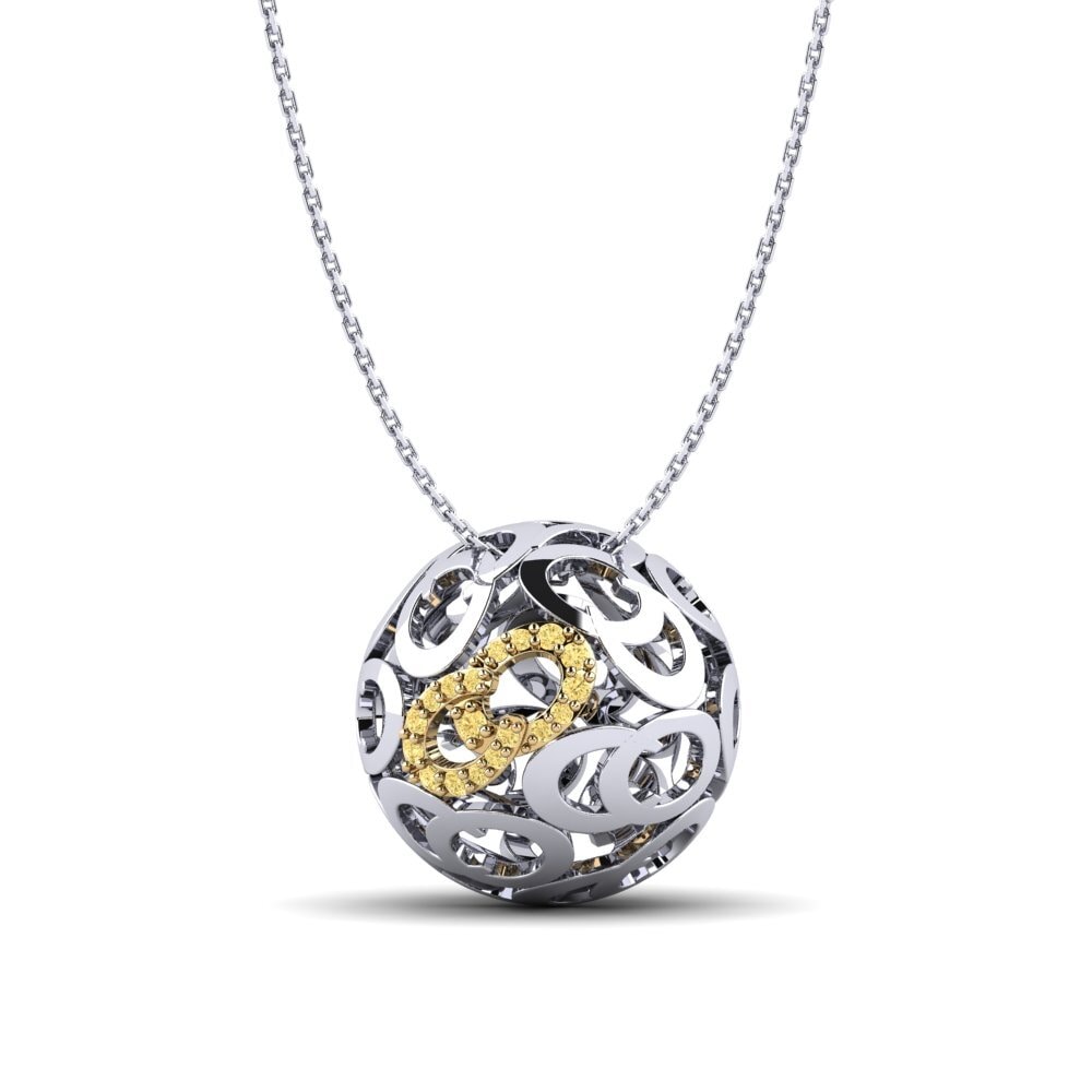 Vàng Trắng-Vàng 18K Kim Cương Vàng Mặt dây chuyền nữ Rina