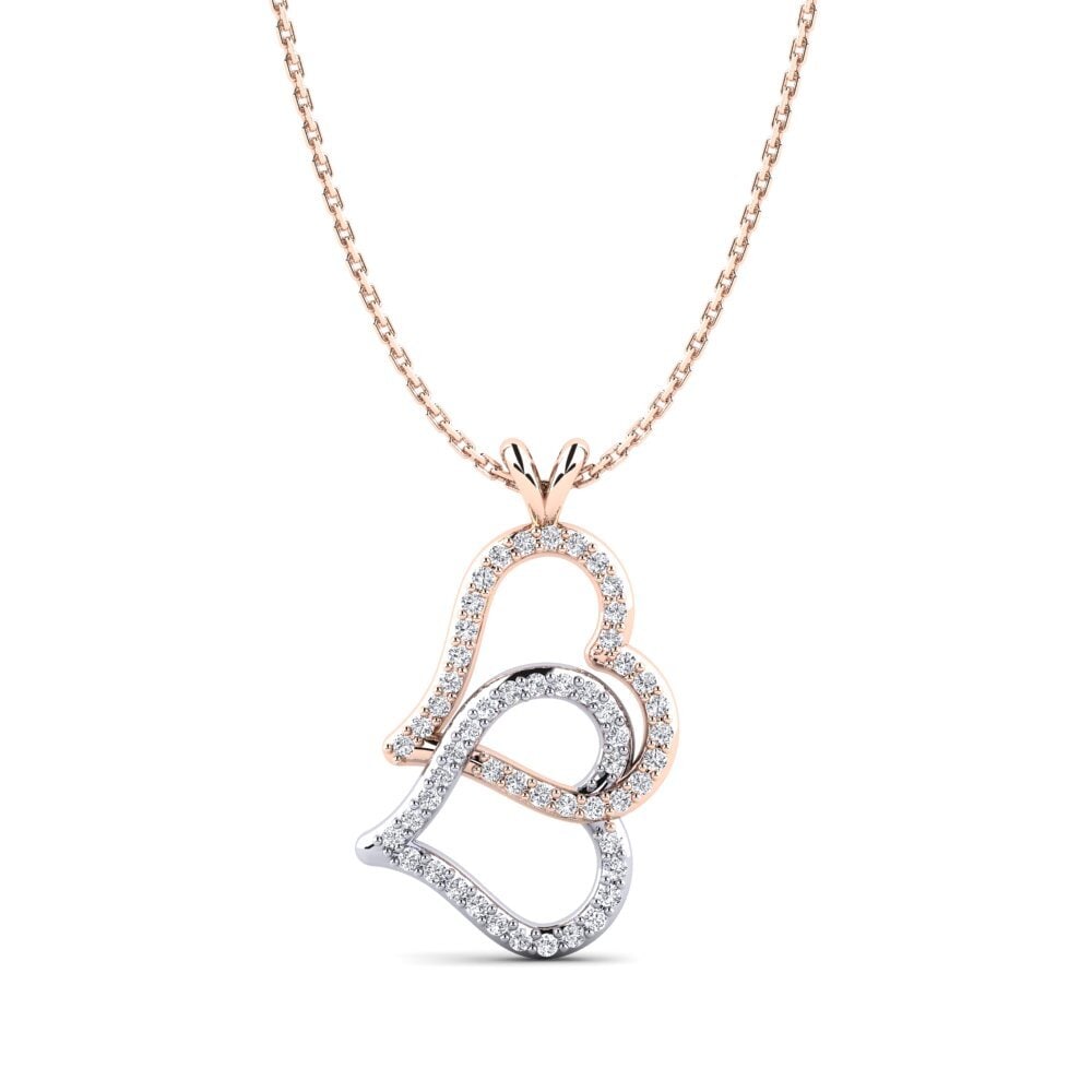 14k Oro Rosa & Blanco Diamante cultivado en laboratorio Colgante de Mujer Rodos