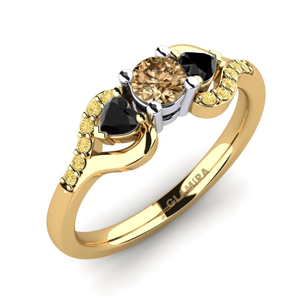 18k Oro Amarillo & Blanco Anillo de compromiso Roselina