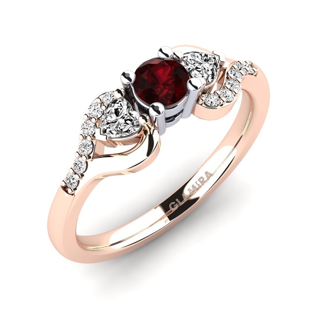 9k Oro Rosa & Blanco Granate Anillo de compromiso Roselina