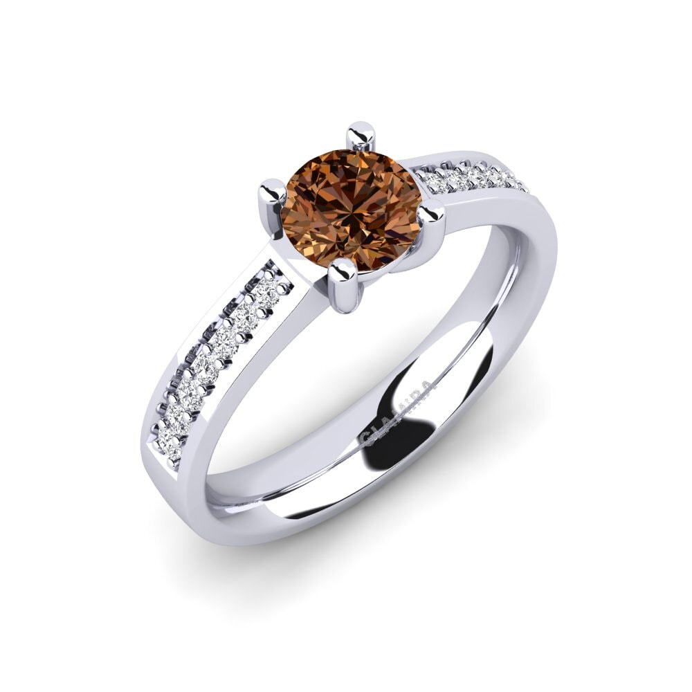 Brown Diamond Engagement Ring Ruby 0.8 crt