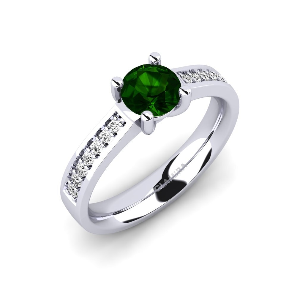 Green Tourmaline Engagement Ring Ruby 0.8 crt