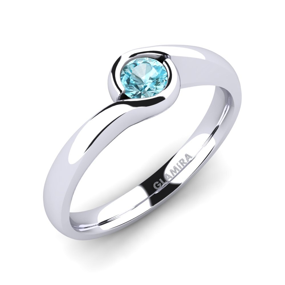 Blue Zircon Engagement Ring Sabella 0.25 crt