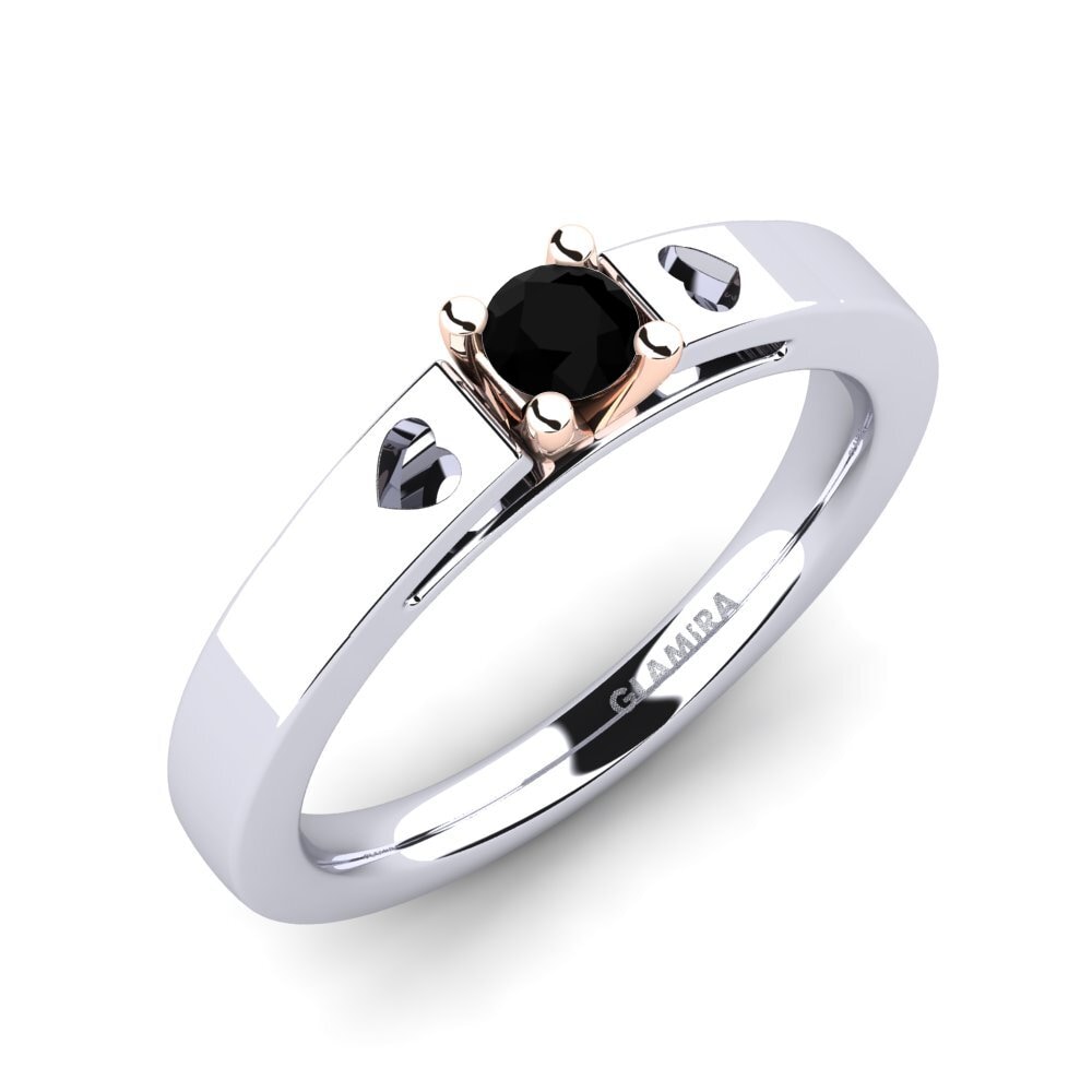 18ct White & Rose Gold Black Diamond Engagement Ring Samarie