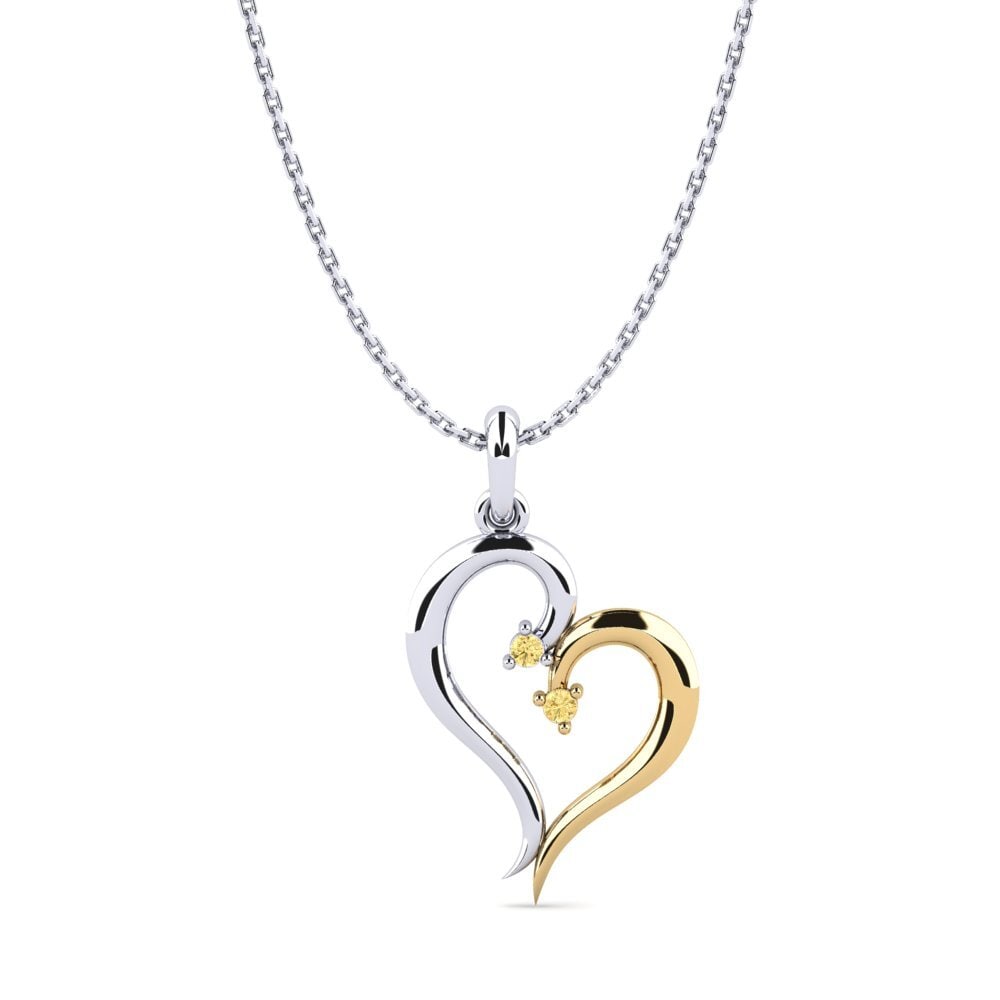 Vàng Trắng-Vàng 18K Kim Cương Vàng Mặt dây chuyền nữ Sidania
