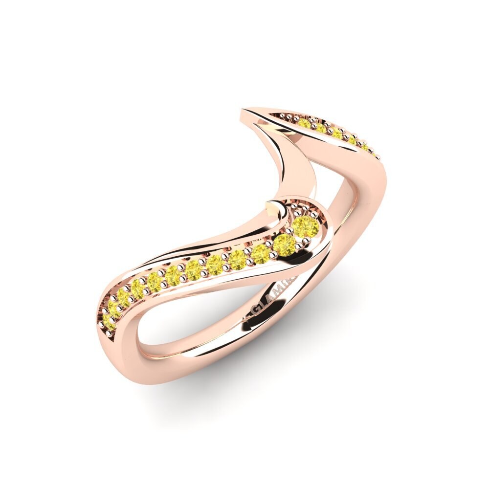 14ct Rose Gold Yellow Sapphire Bridal Set Sinuous Ring B