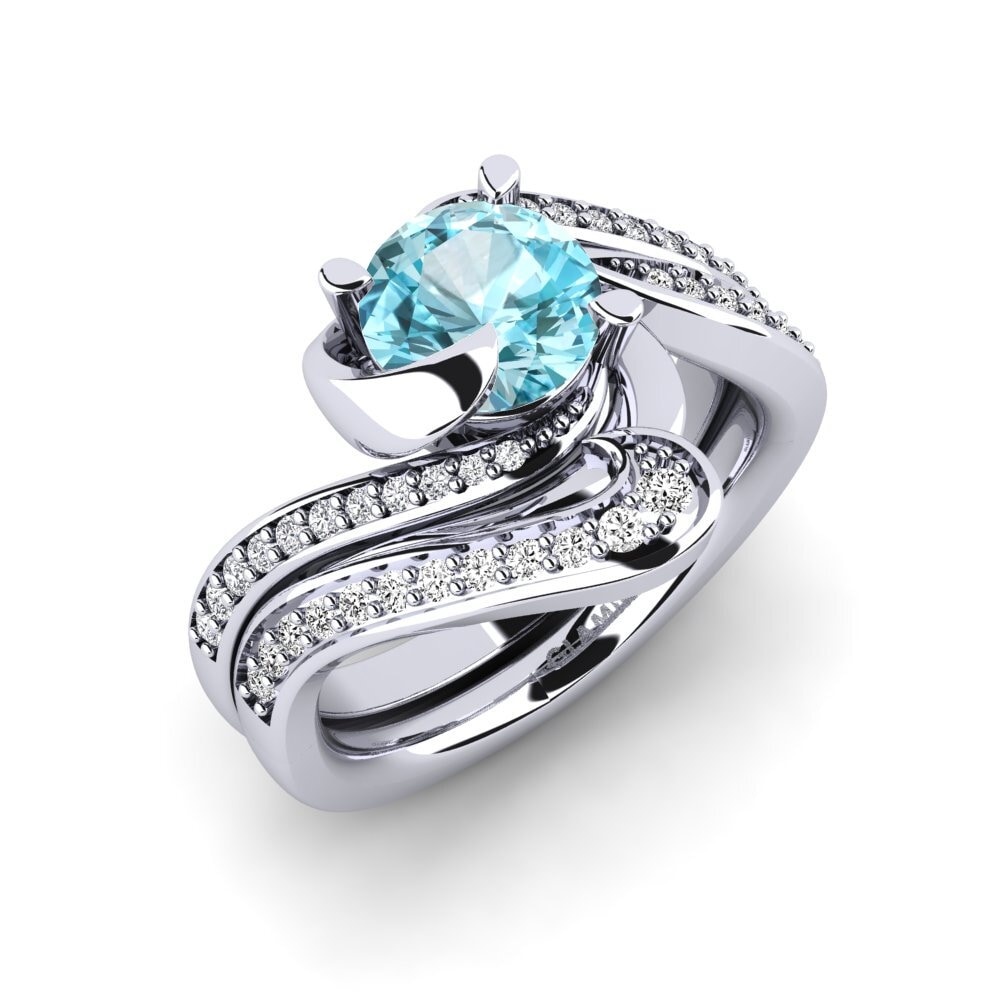 Round Blue Zircon Bridal Set Sinuous