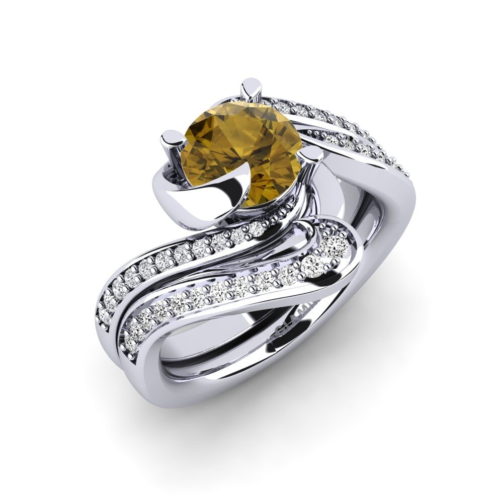 Round Brown Zircon Bridal Set Sinuous