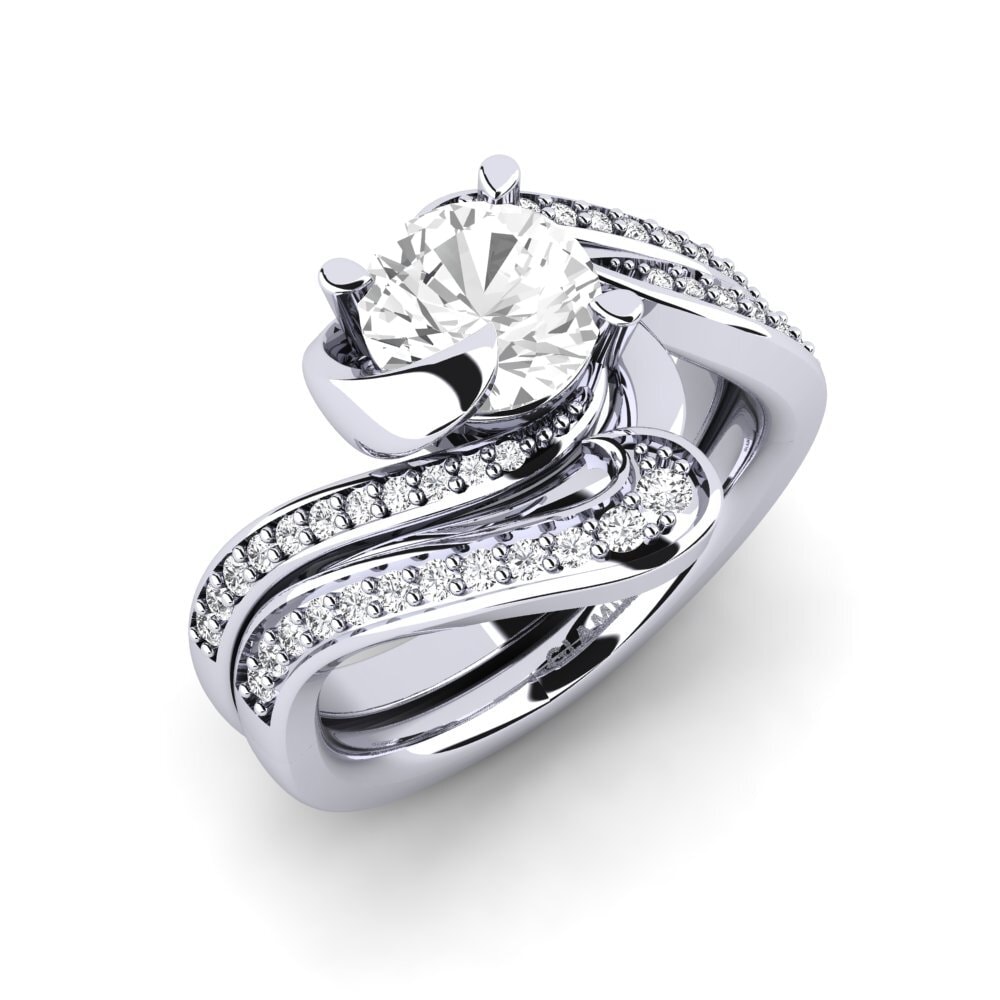 Zafiro blanco Set de Anillos Sinuous