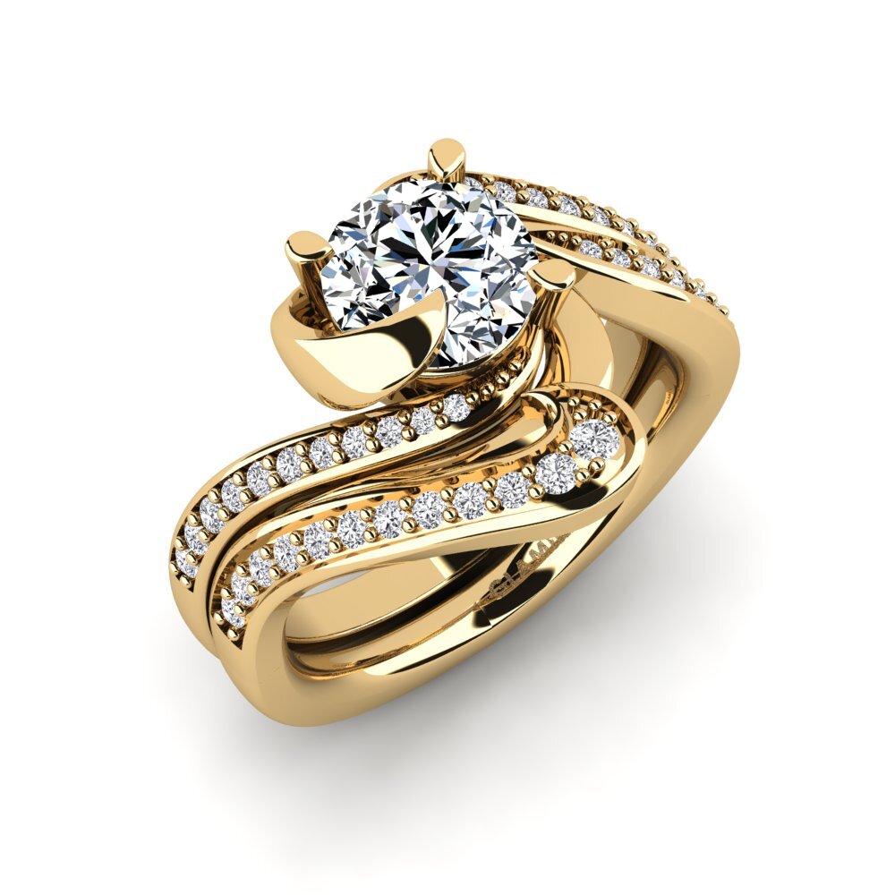 18ct Yellow Gold Zirconia Bridal Set Sinuous