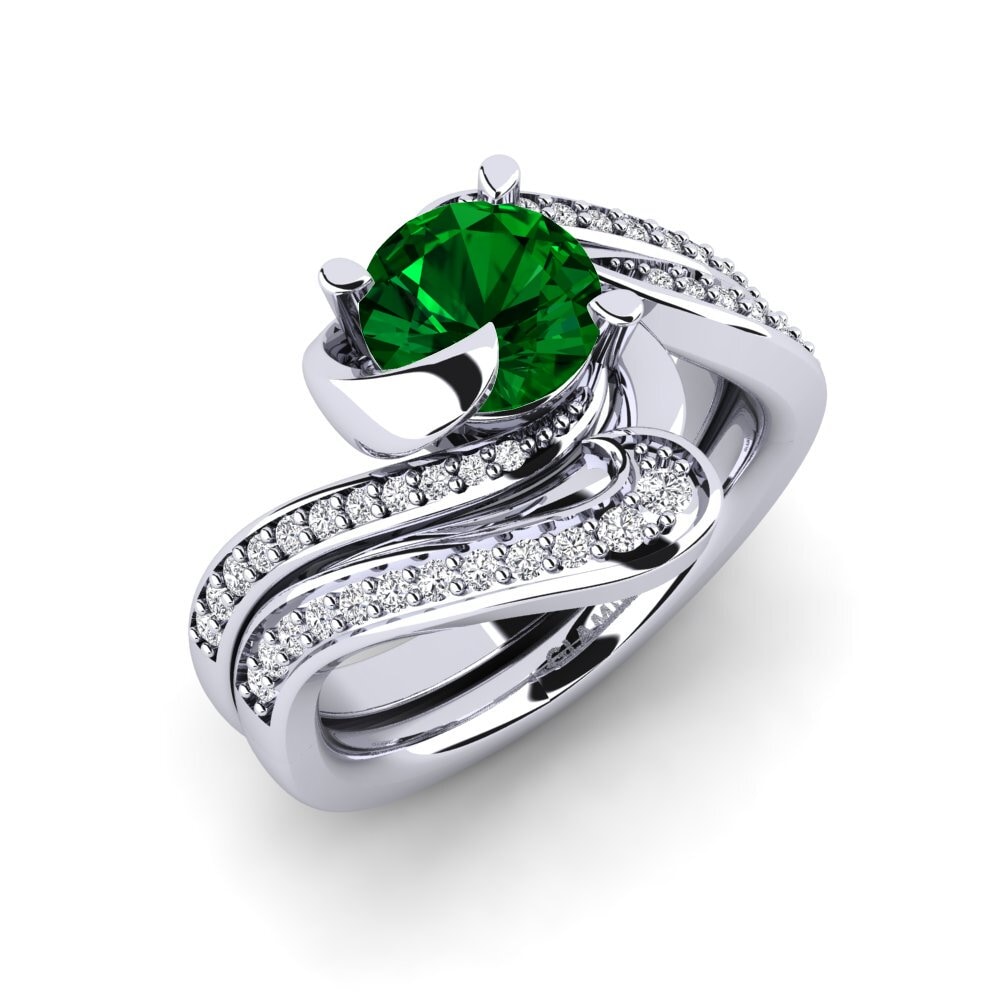 Green Zirconia Bridal Set Sinuous