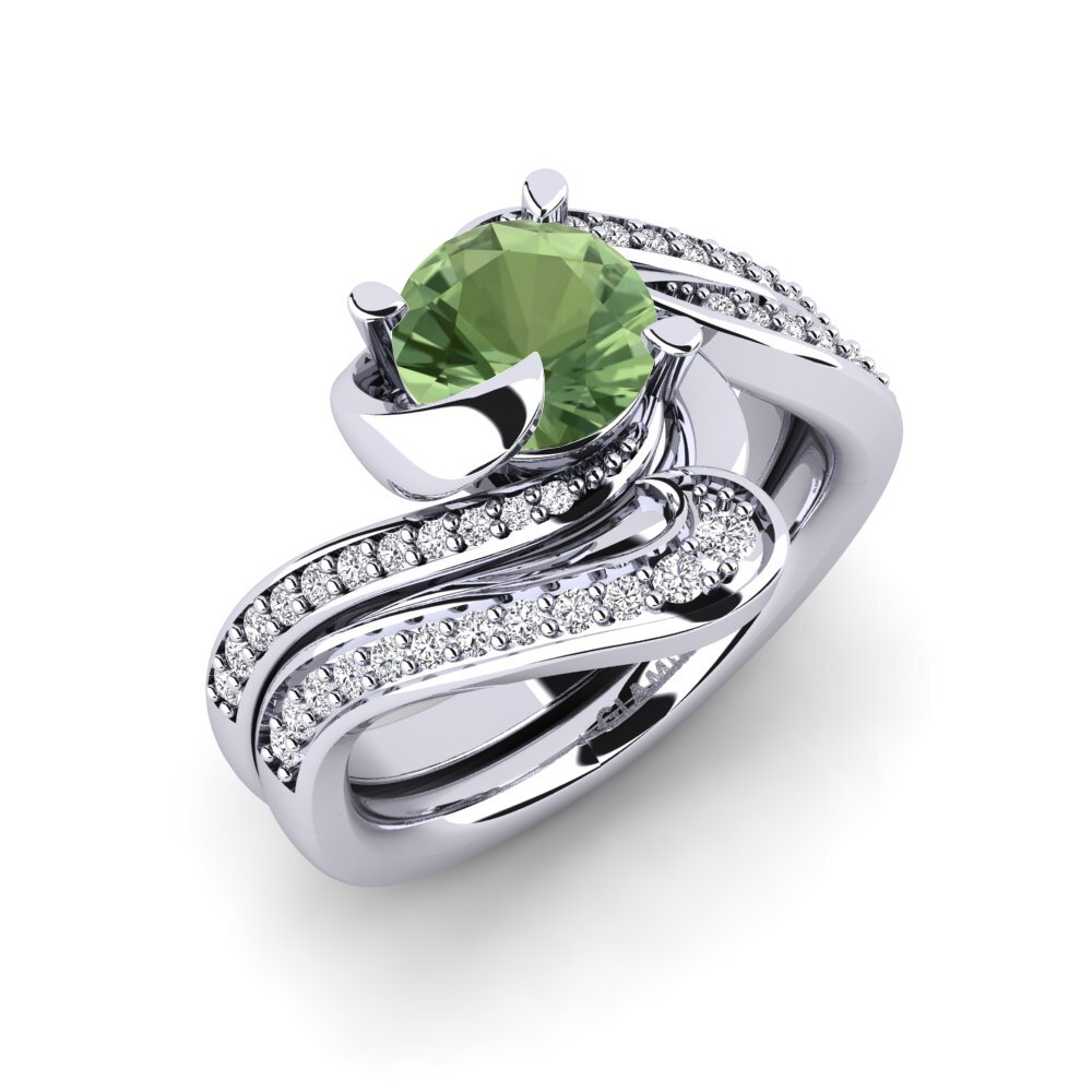 Green Sapphire Bridal Set Sinuous