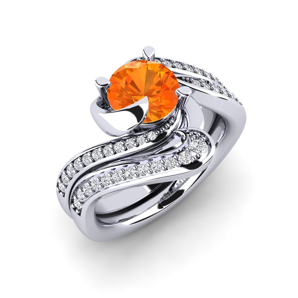 Orange Sapphire Bridal Set Sinuous
