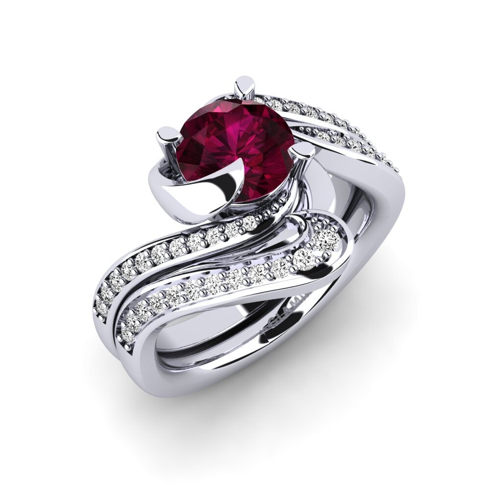 Rhodolit-Granat Braut-Set Sinuous