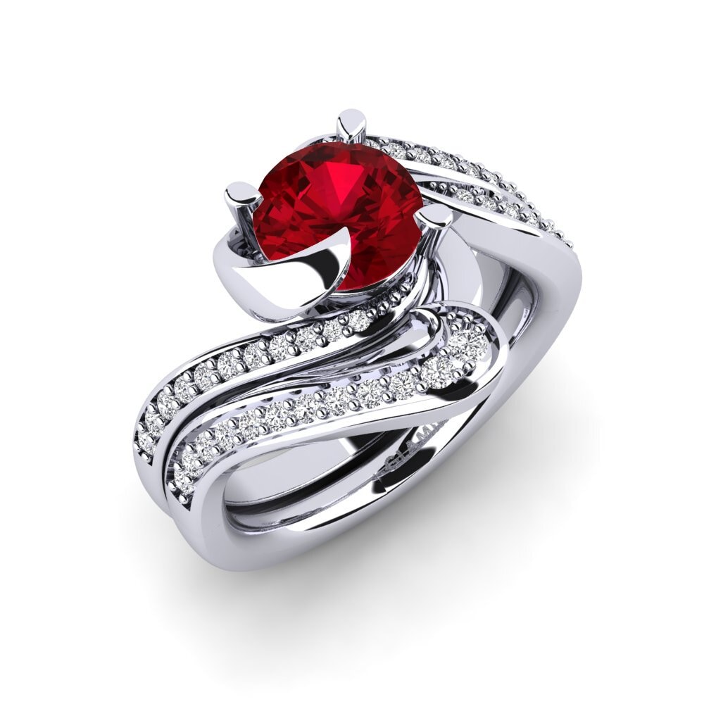 Red Zirconia Bridal Set Sinuous