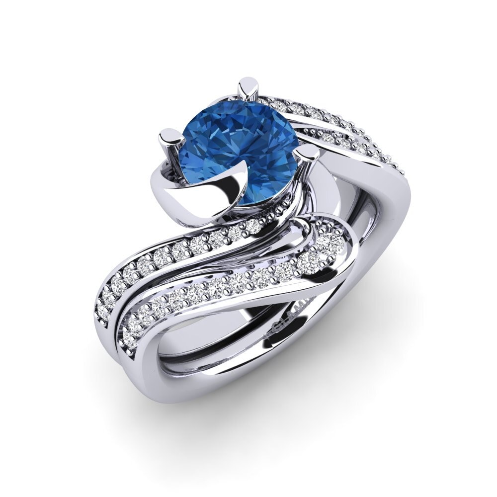 Dark Blue Zirconia Bridal Set Sinuous