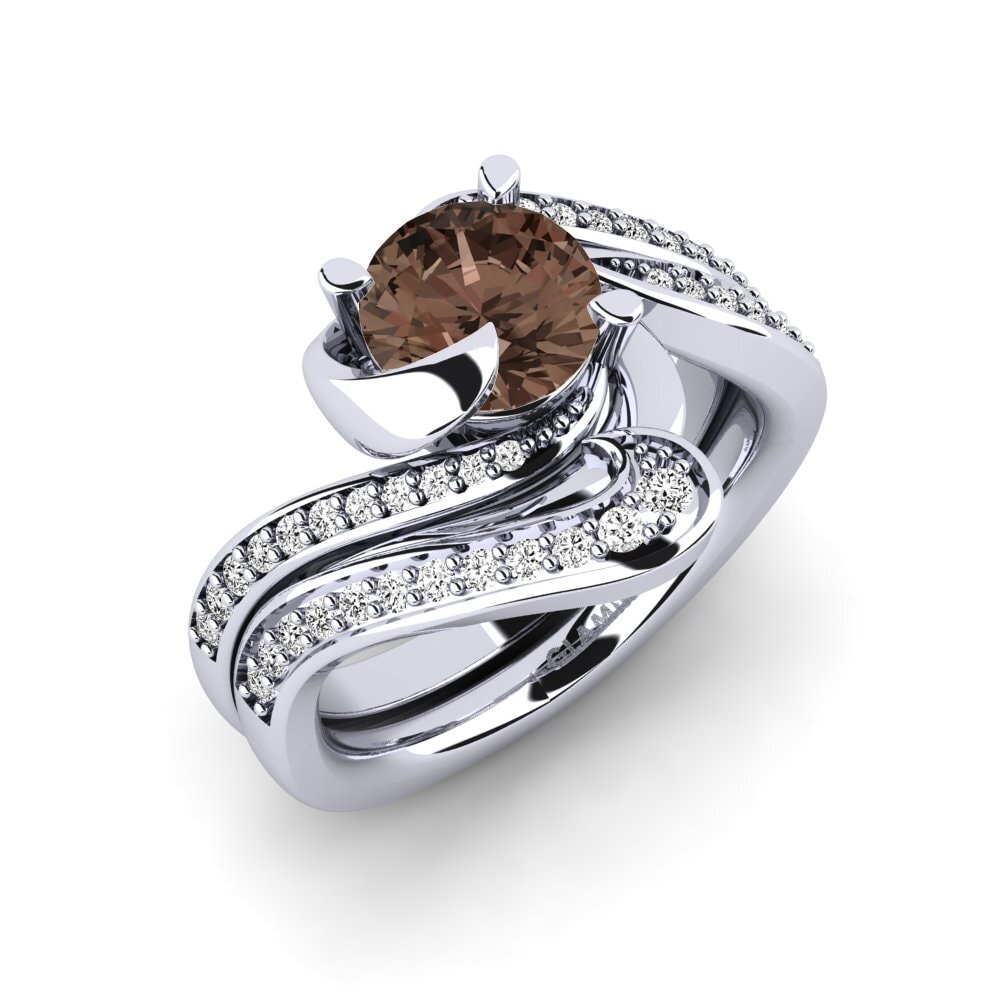 Cuarzo humo Set de Anillos Sinuous