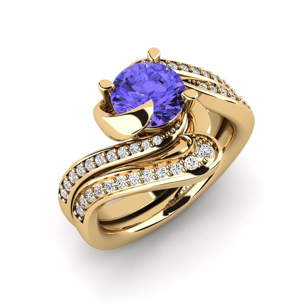 14ct Yellow Gold Tanzanite Bridal Set Sinuous