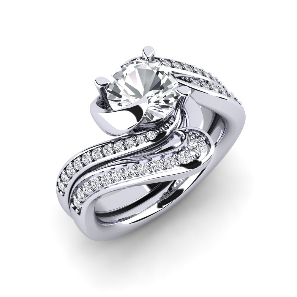 Round White Zircon Bridal Set Sinuous
