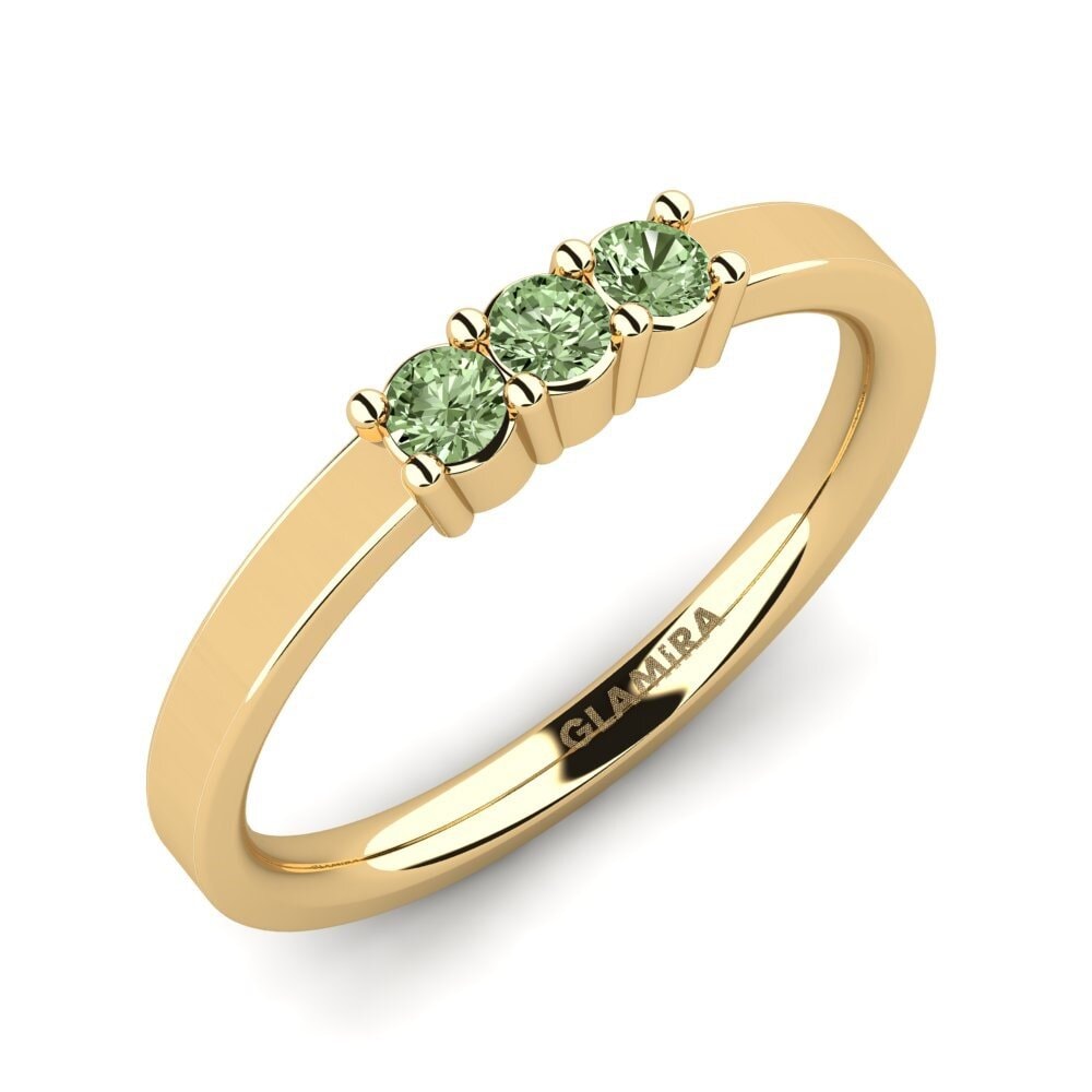 Or Jaune 14k Diamant Vert Ensemble de mariée Soulmates Bague B