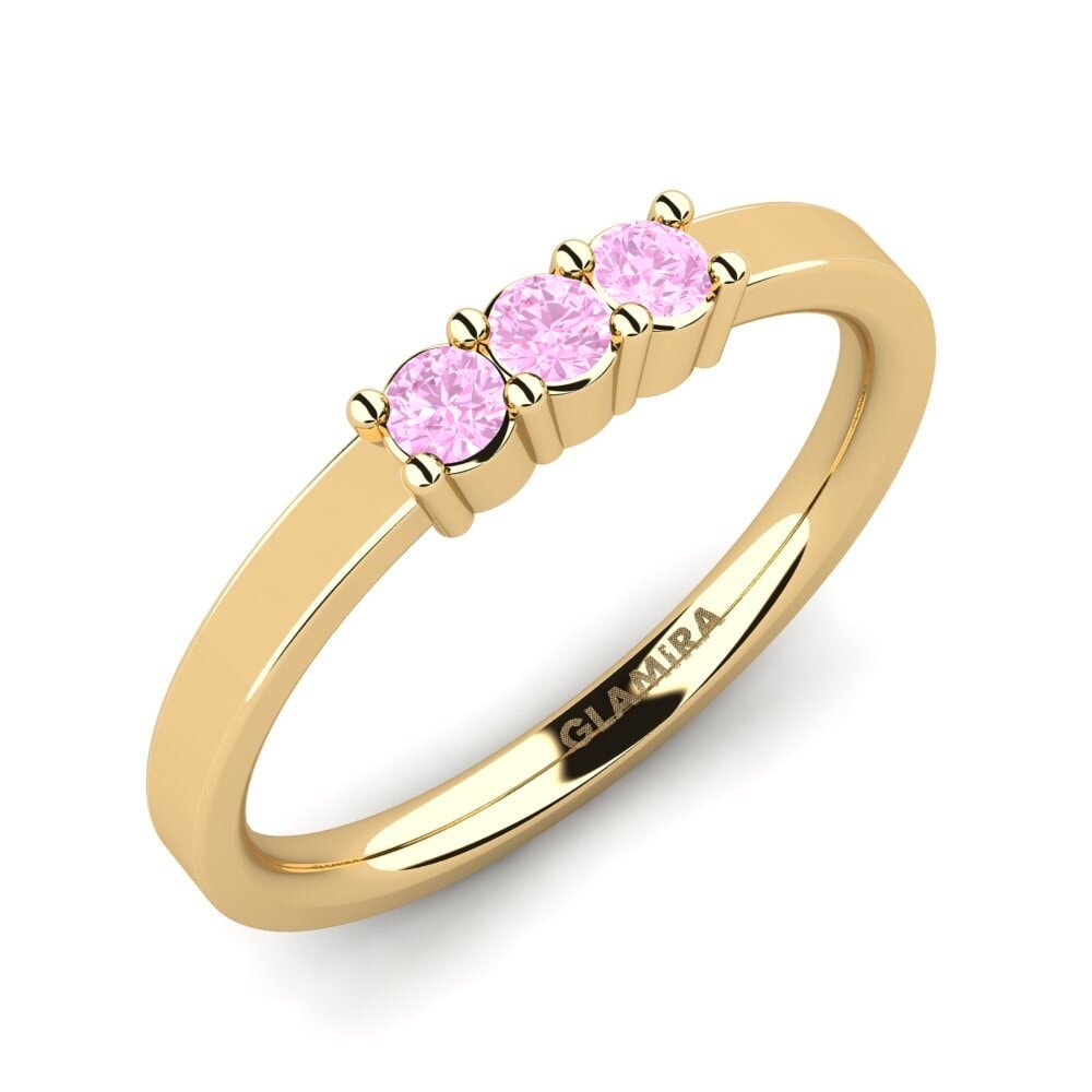 Or Jaune 14k Saphir Rose Ensemble de mariée Soulmates Bague B