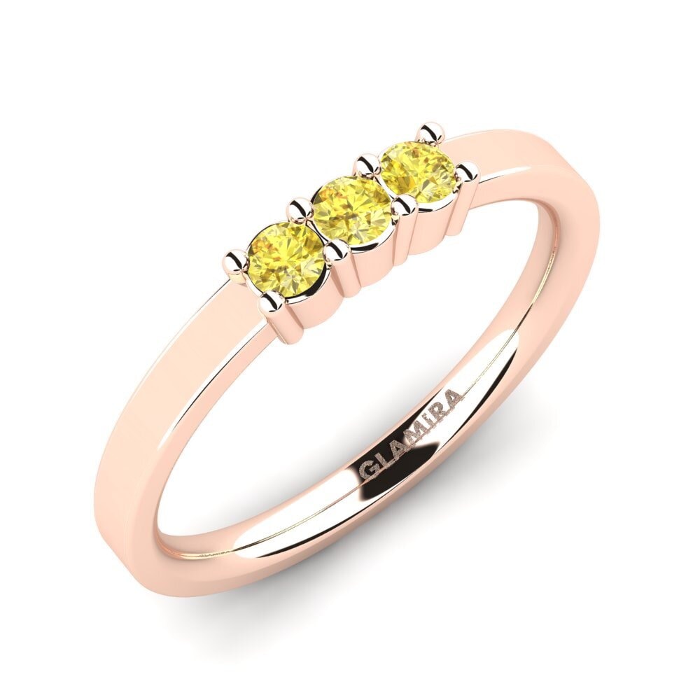 14ct Rose Gold Yellow Sapphire Bridal Set Soulmates Ring B