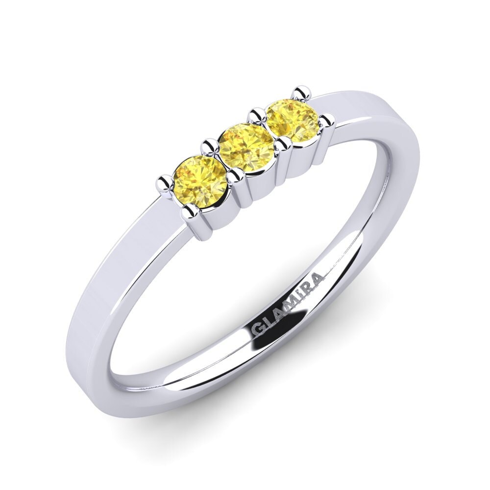 9k Oro blanco Zafiro amarillo Set de Anillos Soulmates Anillo B