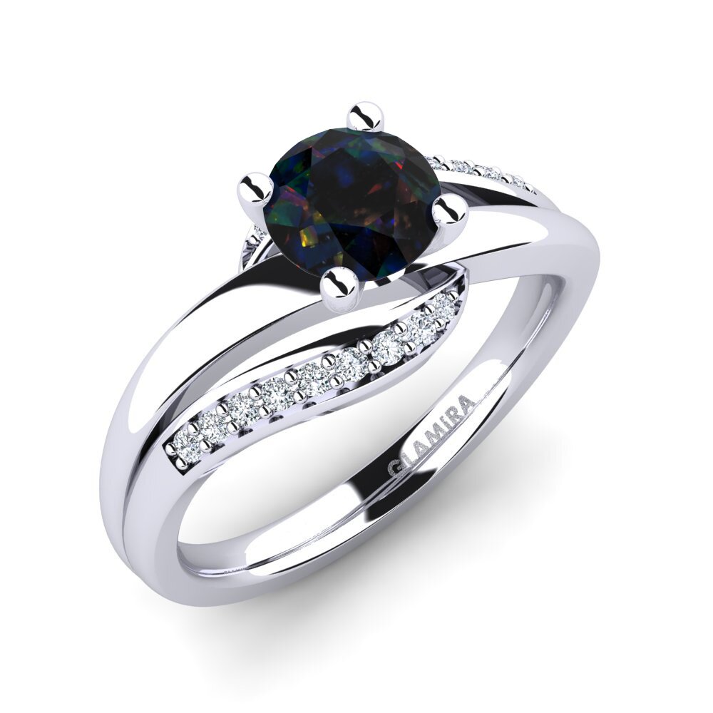 Black Opal Engagement Ring Sydney 0.8 crt