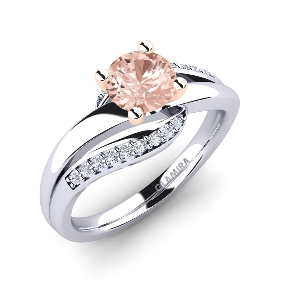 18ct White & Rose Gold Morganite Engagement Ring Sydney 0.8 crt