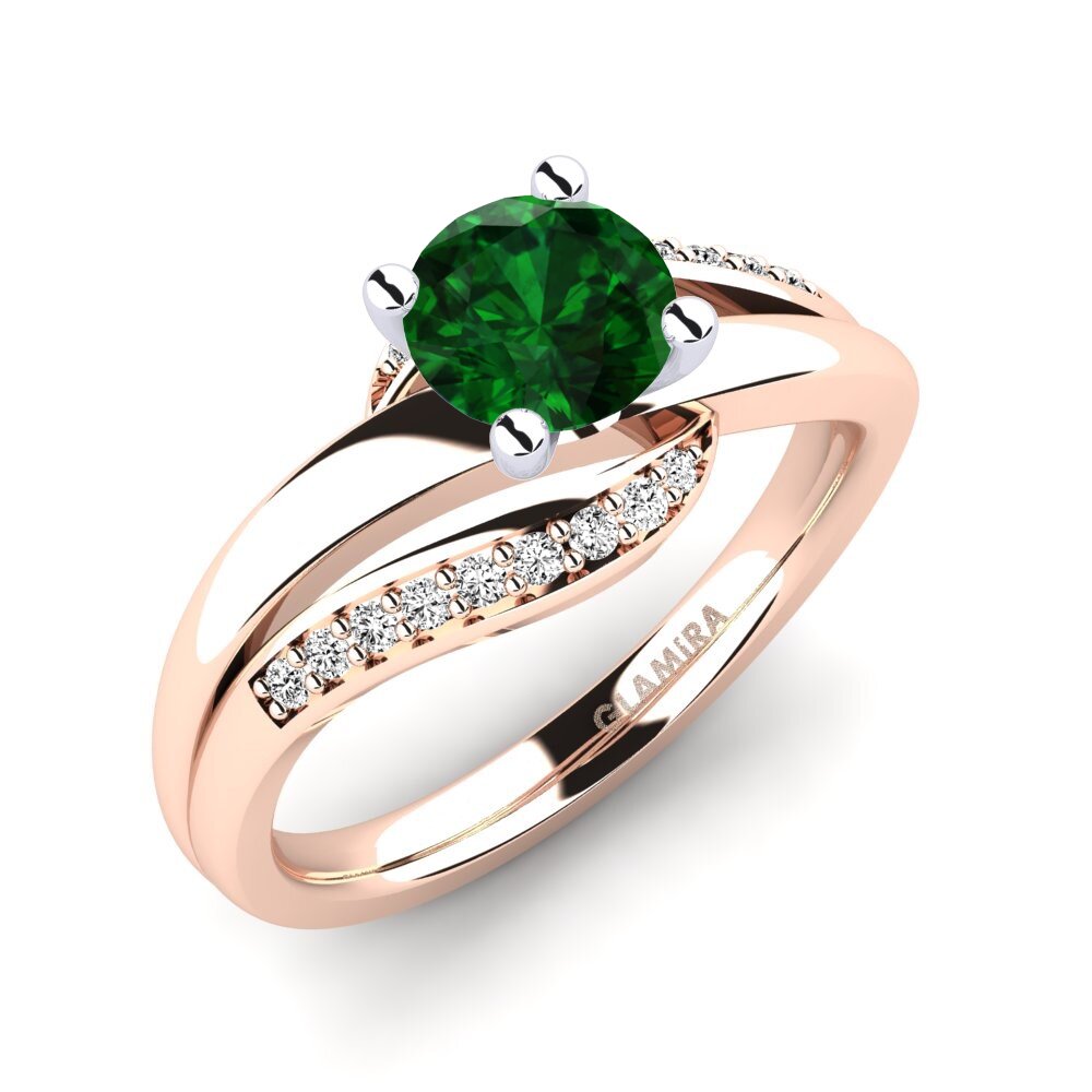 14ct Rose / White Gold Tsavorite Engagement Ring Sydney 0.8 crt