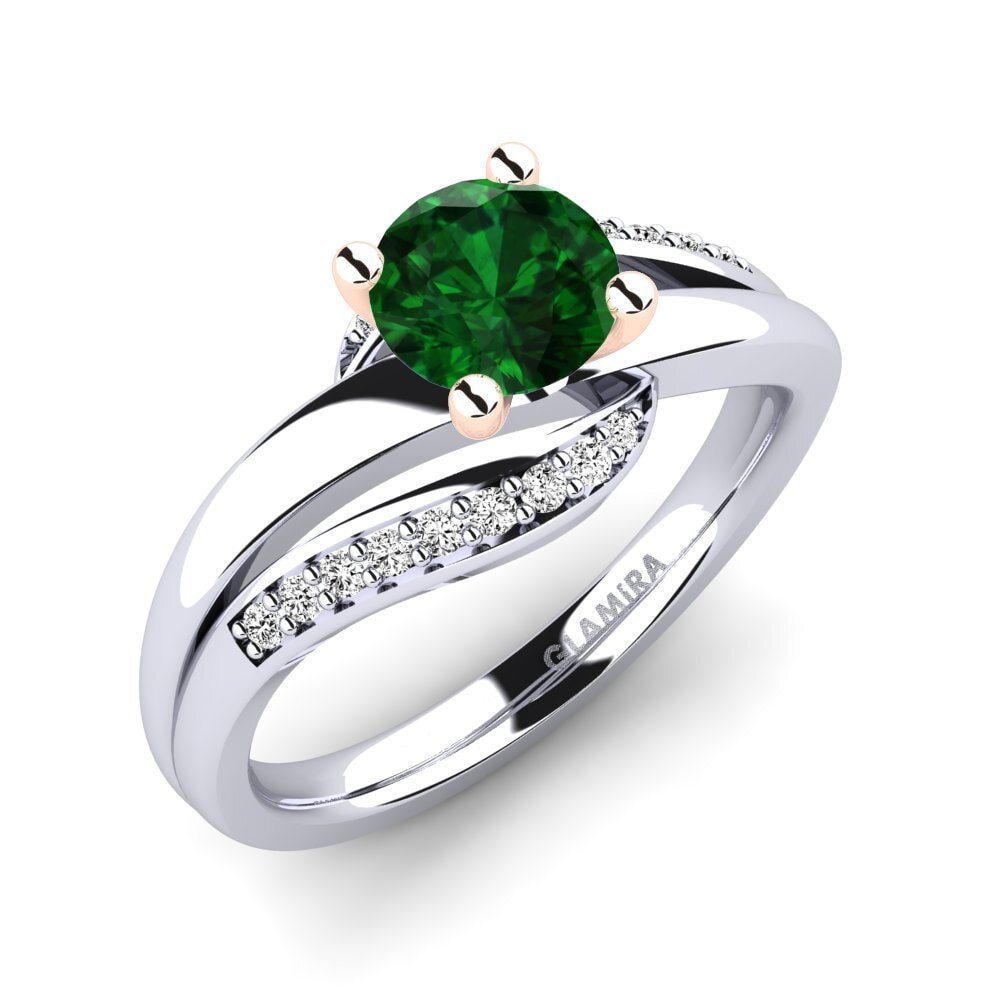 14ct White / Rose Gold Tsavorite Engagement Ring Sydney 0.8 crt