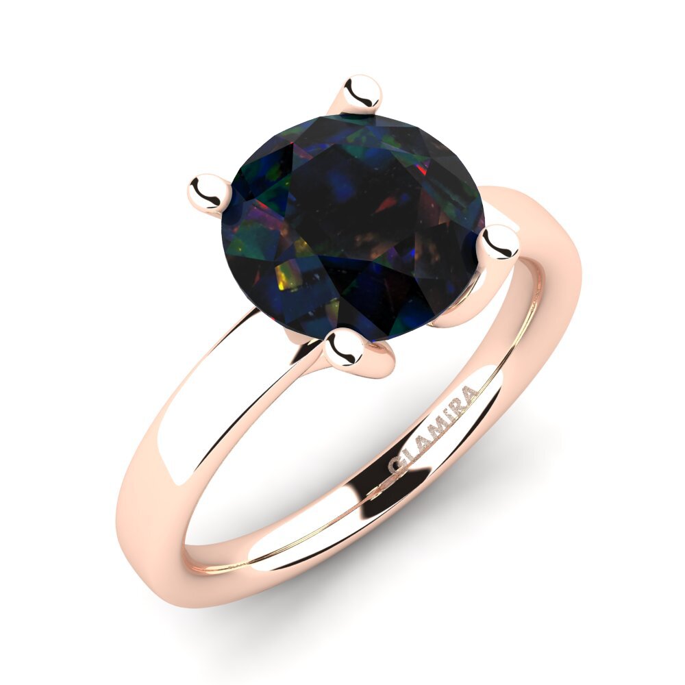 18k Oro Rosa Opalo Negro Anillo de compromiso Titina 3.0 crt