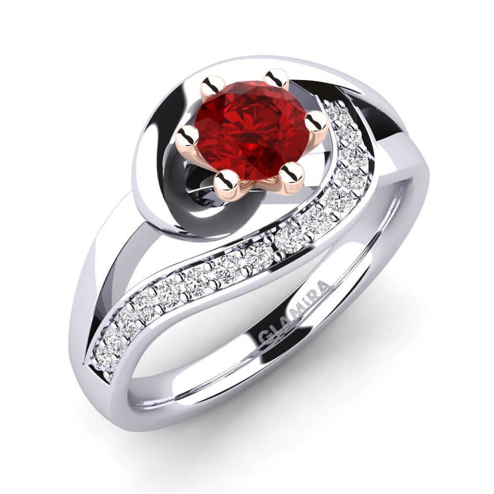 18ct White & Rose Gold Ruby (Lab Created) Engagement Ring Trina 0.5 crt