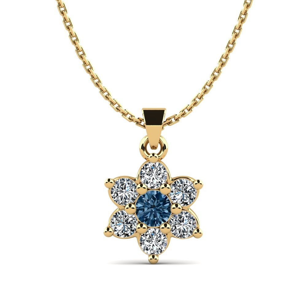 14k Yellow Gold Blue Diamond Women's Pendant Trish