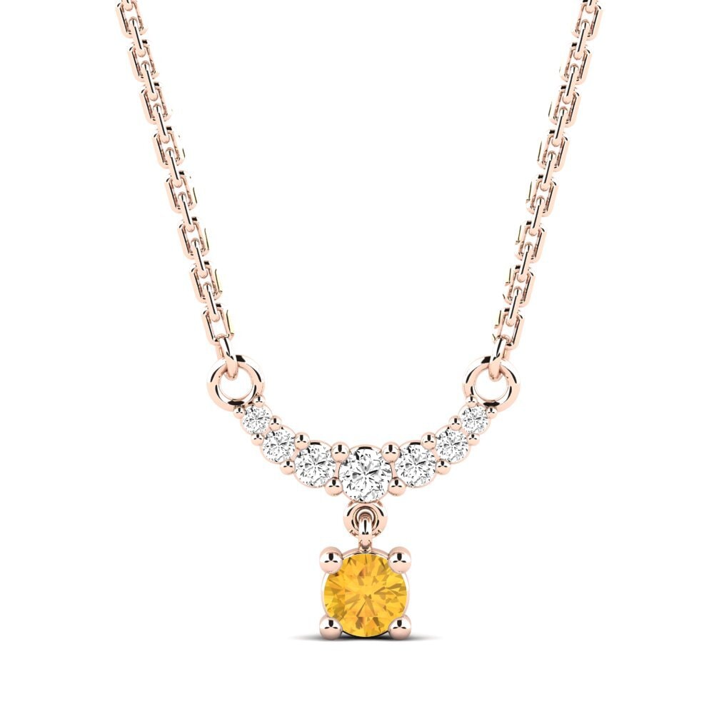 14k Oro Rosa Citrino Collar de Mujer Turmeric