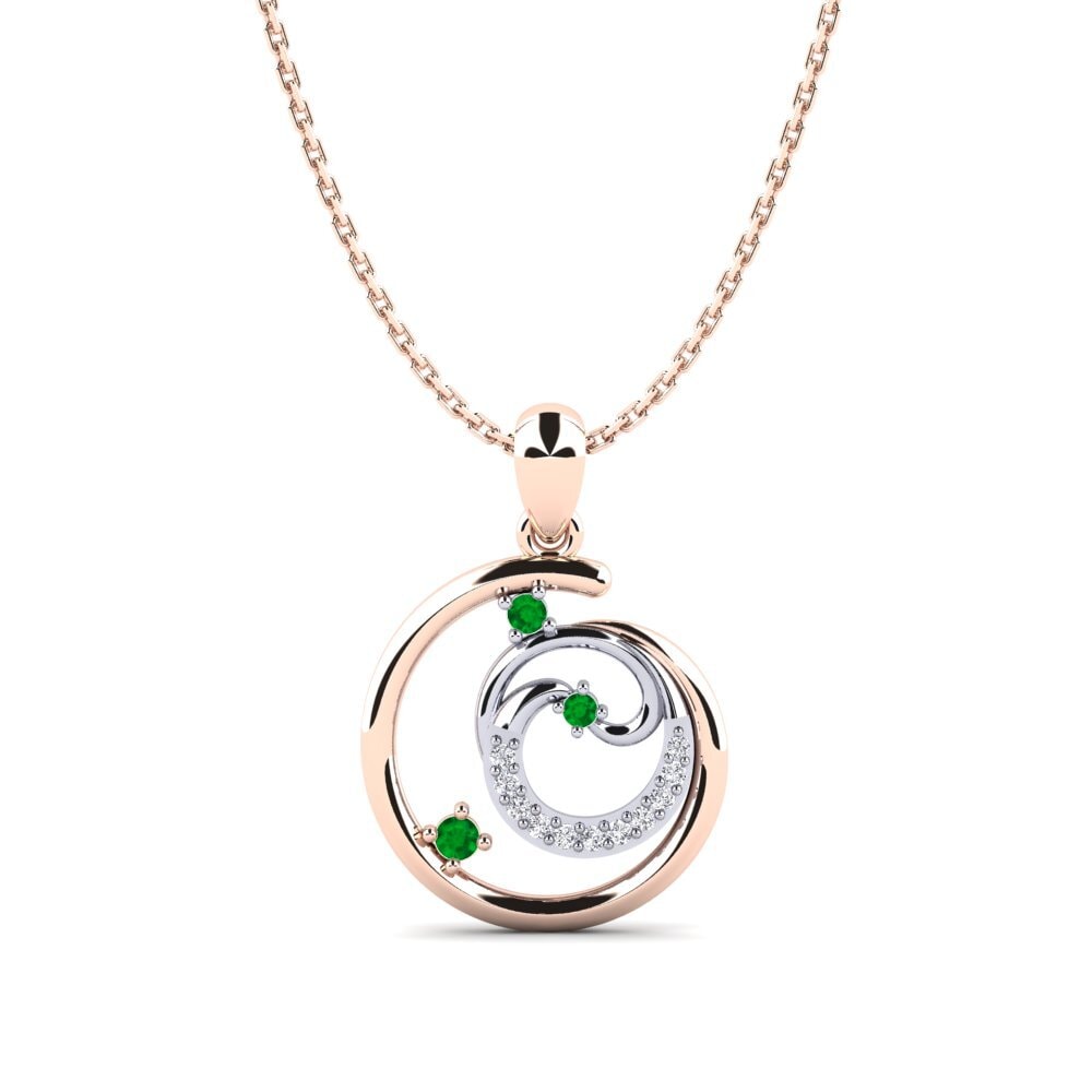 14ct Rose & White Gold Emerald Women's Pendant Ventura