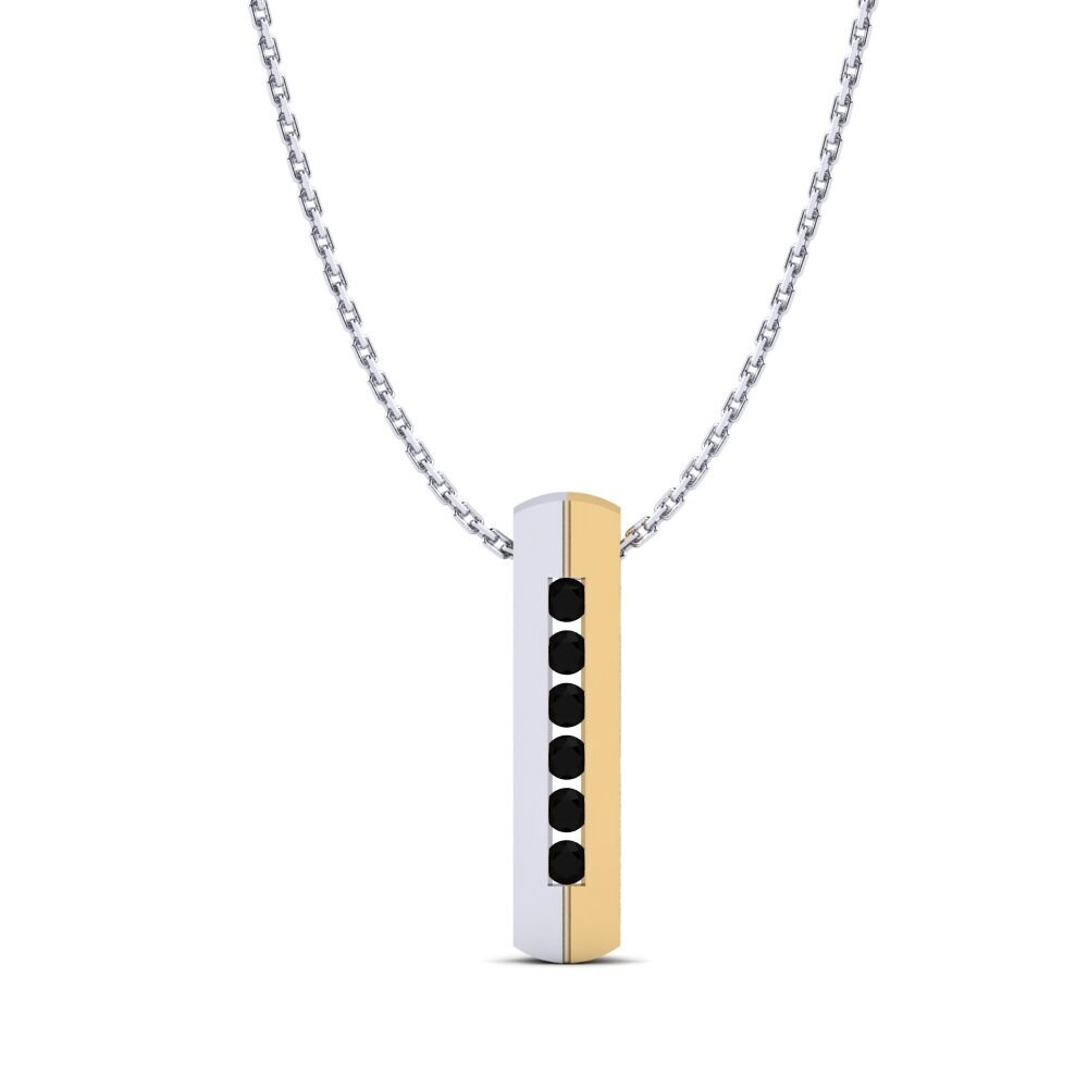14ct White & Yellow Gold Black Sapphire Women's Pendant Viola