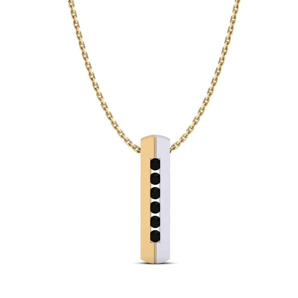 14ct Yellow & White Gold Black Sapphire Women's Pendant Viola