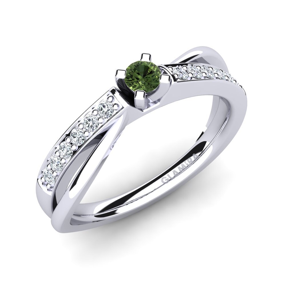 Green Sapphire Engagement Ring Viviette 0.1 crt
