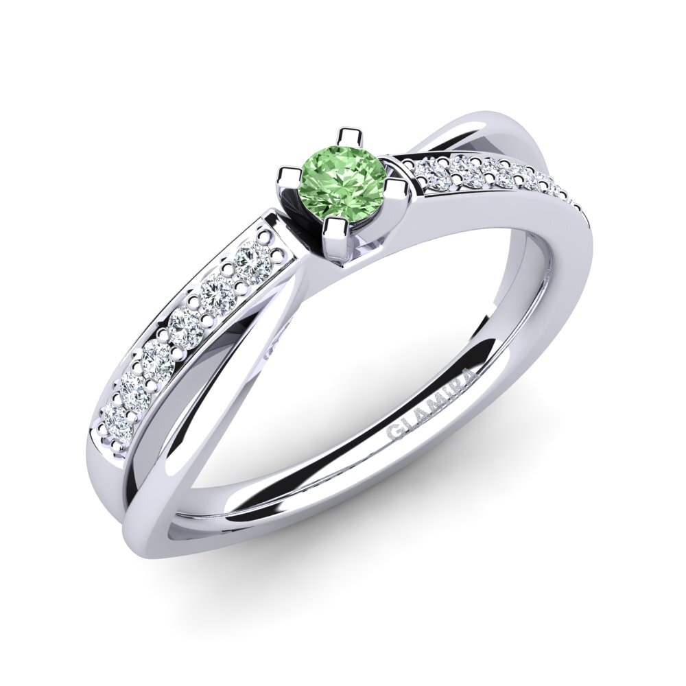 Green Diamond Engagement Ring Viviette 0.1 crt