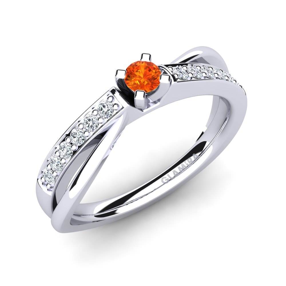 Orange Sapphire Engagement Ring Viviette 0.1 crt