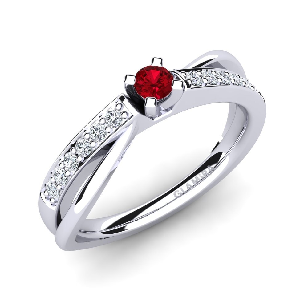 Red Zirconia Engagement Ring Viviette 0.1 crt