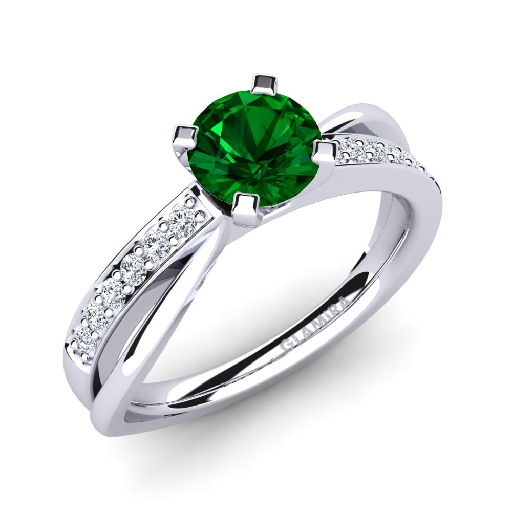 Green Zirconia Engagement Ring Viviette 0.8 crt